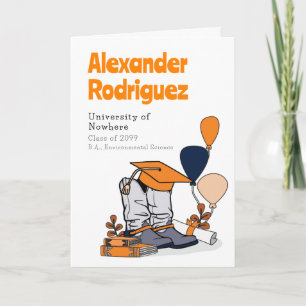 Invitation Orange Graduation Cap Cowboy Boot Arrangement