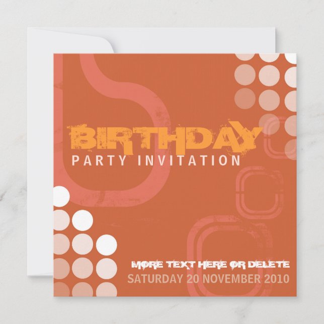 Invitation Orange Grunge Electro Party Anniversaire Invitatio (Devant)