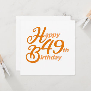 Invitation Orange Happy 49e Anniversaire texte cursif