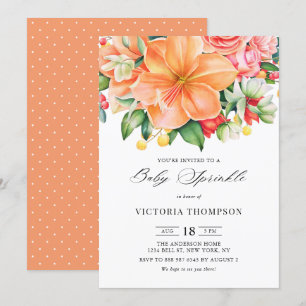 Invitation Orange Hibiscus Succulent Tropical Baby Sprinky