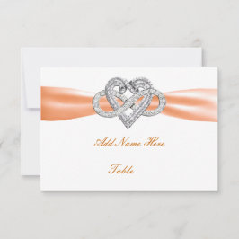 Invitation Orange Infinity Heart Mariage Table Place Card