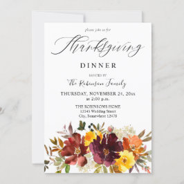 Invitation Orange & Jaune Gold Fall Florale Thanksgiving S1