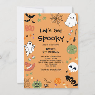 Invitation Orange Let's Get Spooky Halloween 6e Anniversaire