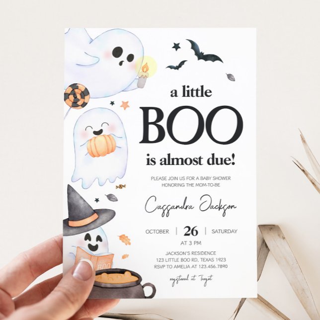 Invitation Orange Little Boo Baby shower d'Halloween (Orange Little Boo Baby Shower Invitation )