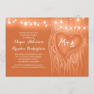 Invitation orange lumières arbre répétition romantique dîner