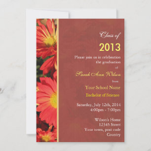 Invitation Orange marguerite jardin fleurs fête de graduation