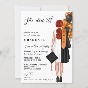 Invitation Orange Minimaliste Photo Elle L'A Fait Graduation
