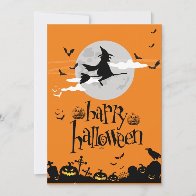 Invitation Orange moderne heureux hallowen (Devant)