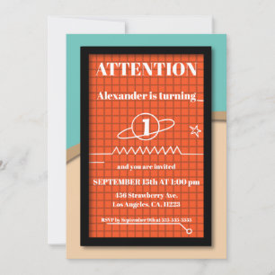 Invitation Orange moderne vaisseau spatial électronique Anniv
