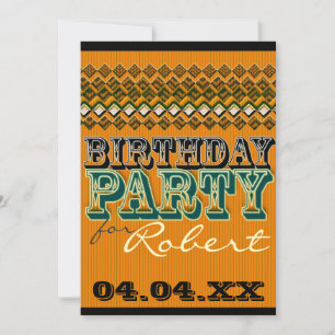 Invitation Orange Noir Moderne Rayures Anniversaire Fête