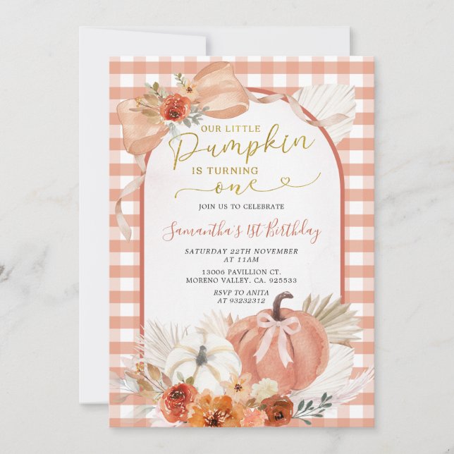 Invitation Orange Notre petit Citrouille fête son anniversair (Devant)