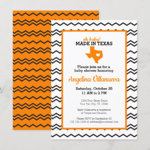 Invitation Orange Oh Baby ! Chevron Fabriqué au Texas Douche