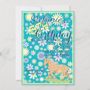 Invitation Orange Palomino Anniversaire III (fleurs/turquoise