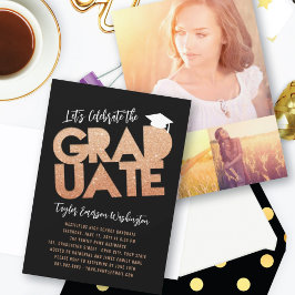 Invitation Orange Parties scintillant Graduate Couduate Gradu