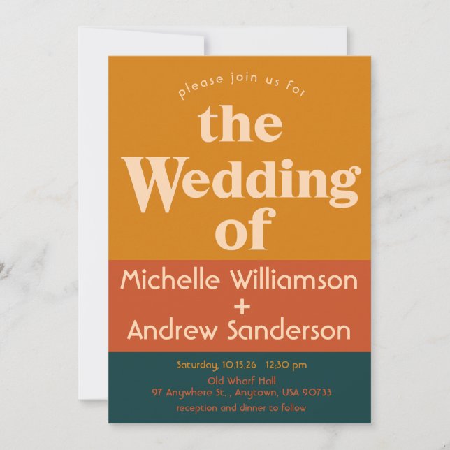 Invitation Orange Peacock Moderne Rétro 5x7 (Devant)