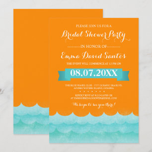 Invitation Orange Personnalisé En Mer Fête de l'mariée Nautiq