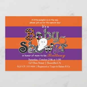 Invitation Orange Purple BABY SHOWER Halloween.
