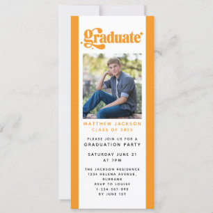 Invitation Orange Retro Graduation Party Digital Evite