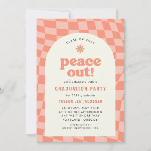 Invitation Orange Retro Super les années 70 Graduation Party