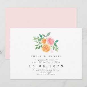 Invitation Orange & Rose Floral Nouveau Mariage Date Invitati