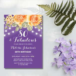 Invitation Orange Rose Lights Violet Anniversaire