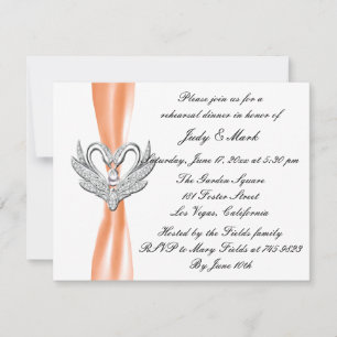 Invitation Orange Ruban Silver Swans Repétition Dîner Invitat