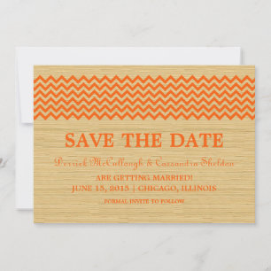 Invitation Orange Rustic Chevron Enregistrer l'Invitation de 