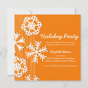 Invitation Orange Snowflakes