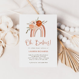 Invitation Orange Terracotta Boho | Rainbow Oh Babies Douche
