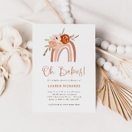 Invitation Orange Terracotta Boho | Rainbow Oh Babies Douche