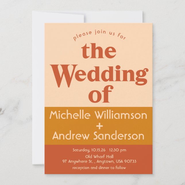 Invitation Orange Terracotta Moderne Rétro 5x7 (Devant)