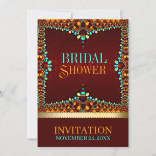 Invitation Orange Turquoise Or Boheme Exotique Oriental