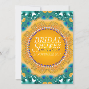 Invitation Orange Turquoise Satin Étincelle Fête des mariées