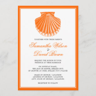 Invitation Orange Vintage coquillage de coquillage de la coqu