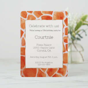 Invitation Orange Watercolor Giraffe Imprimer Anniversaire
