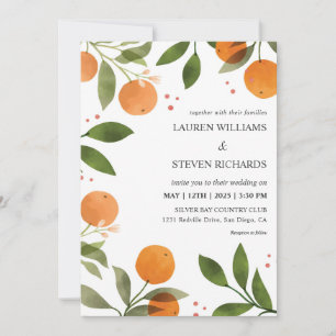Invitation Oranges blanches sur mesure Oranges vertes Mariage