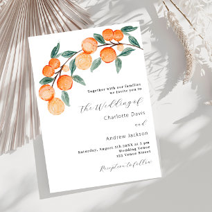 Invitation Oranges de Citrus aquarelle moderne luxe mariage