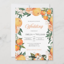 Oranges romantiques Citrus Mariage Photo Invitatio