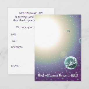 Invitation Orbite autour du soleil pour le 3e anniversaire