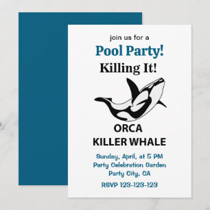 Invitation Orca Killer Whale Killing It Pool Party Funny