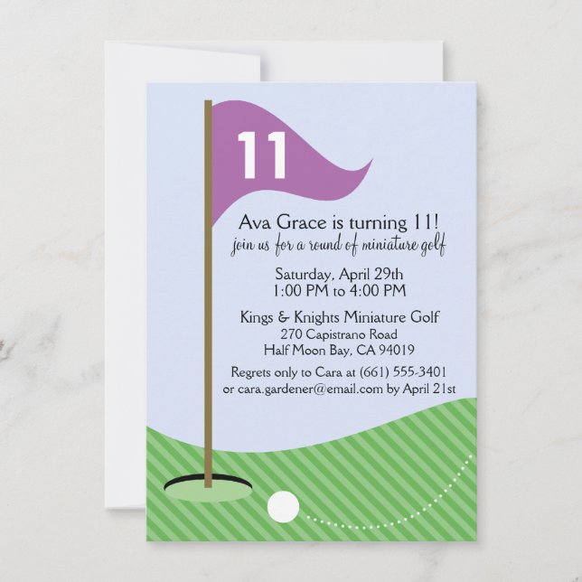 Invitation Orchid Let's Par-Tee Miniature Golf Anniversaire (Devant)