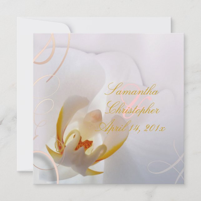 Invitation Orchidée blanche de Pix-Dezines| Rose pâle + blanc (Devant)