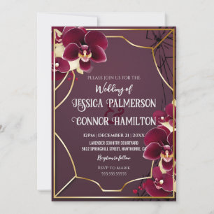 Invitation Orchidée bourguignonne Mariage de luxe fleurit Cad
