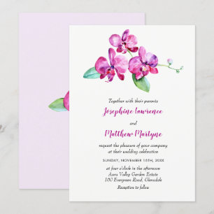 Invitation Orchidée d'aquarelle violette Élégant Mariage flor