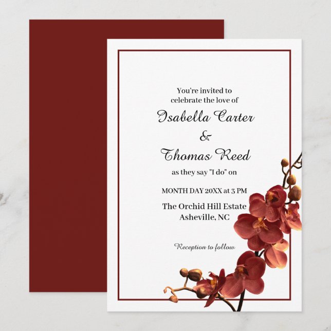 Invitation Orchidée d'automne Romance Mariage de automne Invi (Devant / Derrière)