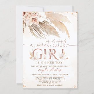 Invitation Orchidée du désert Boho Pampas Baby shower en herb