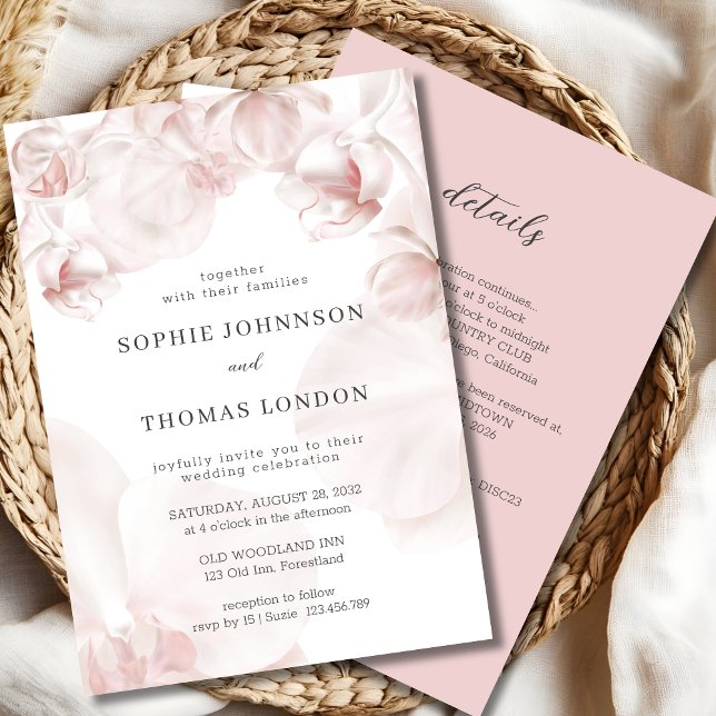 Invitation Orchidée rose poussiéreuse tout en un mariage d'aq (Créateur téléchargé)