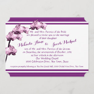 Invitation Orchidée violette et rayures