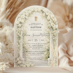Invitation Orchidées blanches chic et lis calla Fleur Baptême