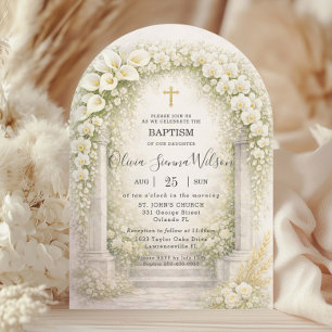 Invitation Orchidées blanches chic et lis calla Fleur Baptême